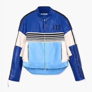The Racer House of Sunny blue vegan leather jacket